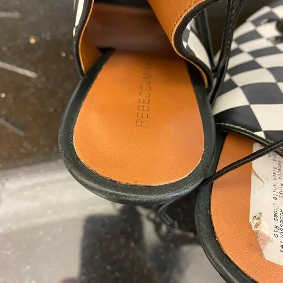 Rebecca minkoff leather Rio black white checkered heel oxfords lace up New - Picture 5 of 7